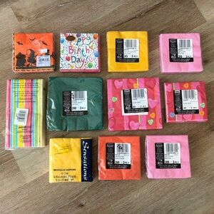 Mixed Party Napkins Lot New & 1 Opened Packs Colorful Disposable Tableware